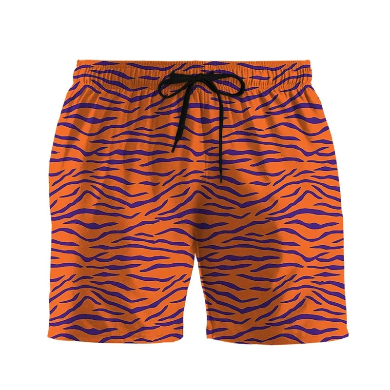 Men\'s Animal 3D Printed Leather Shorts Tiger Snake Zebra Print Shorts Outdoor Beach and Street Sports Swimwear Summer Fashion