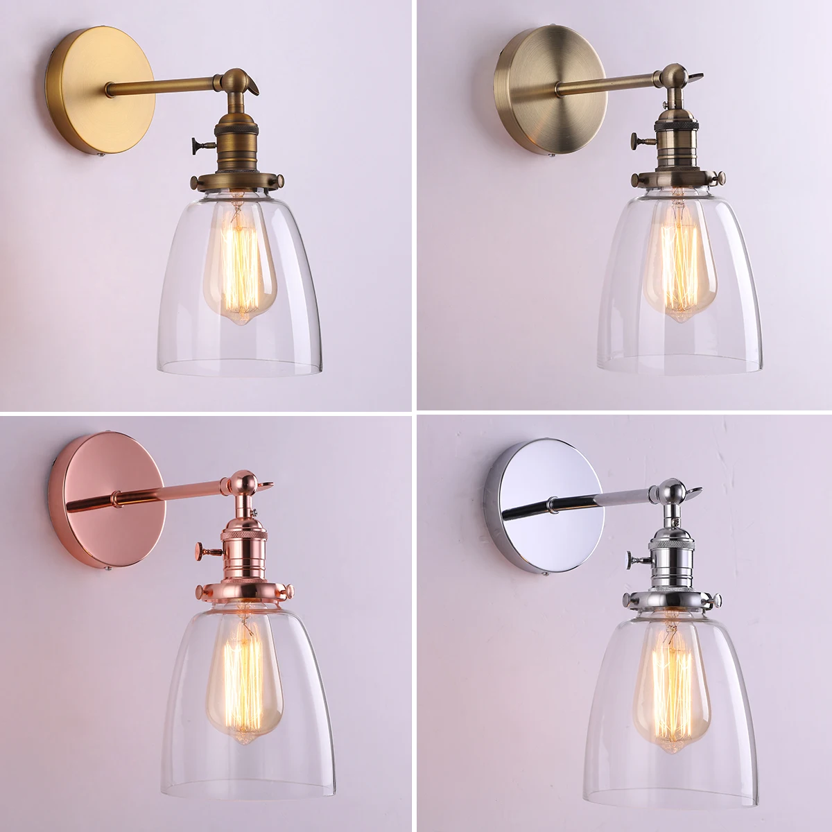 

Modern Minimalist Glass Wall Lamps Living Room Bedroom Bedside Indoor Antique Bronze Lamp Aisle Wall Lighting Decoration E26 E27