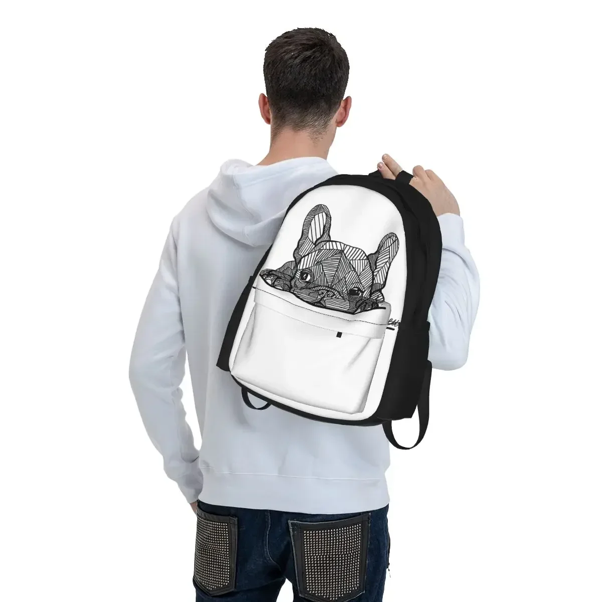 Bulldog francês filhote de cachorro mochilas meninos meninas bookbag estudantes sacos escolares dos desenhos animados crianças mochila viagem bolsa ombro