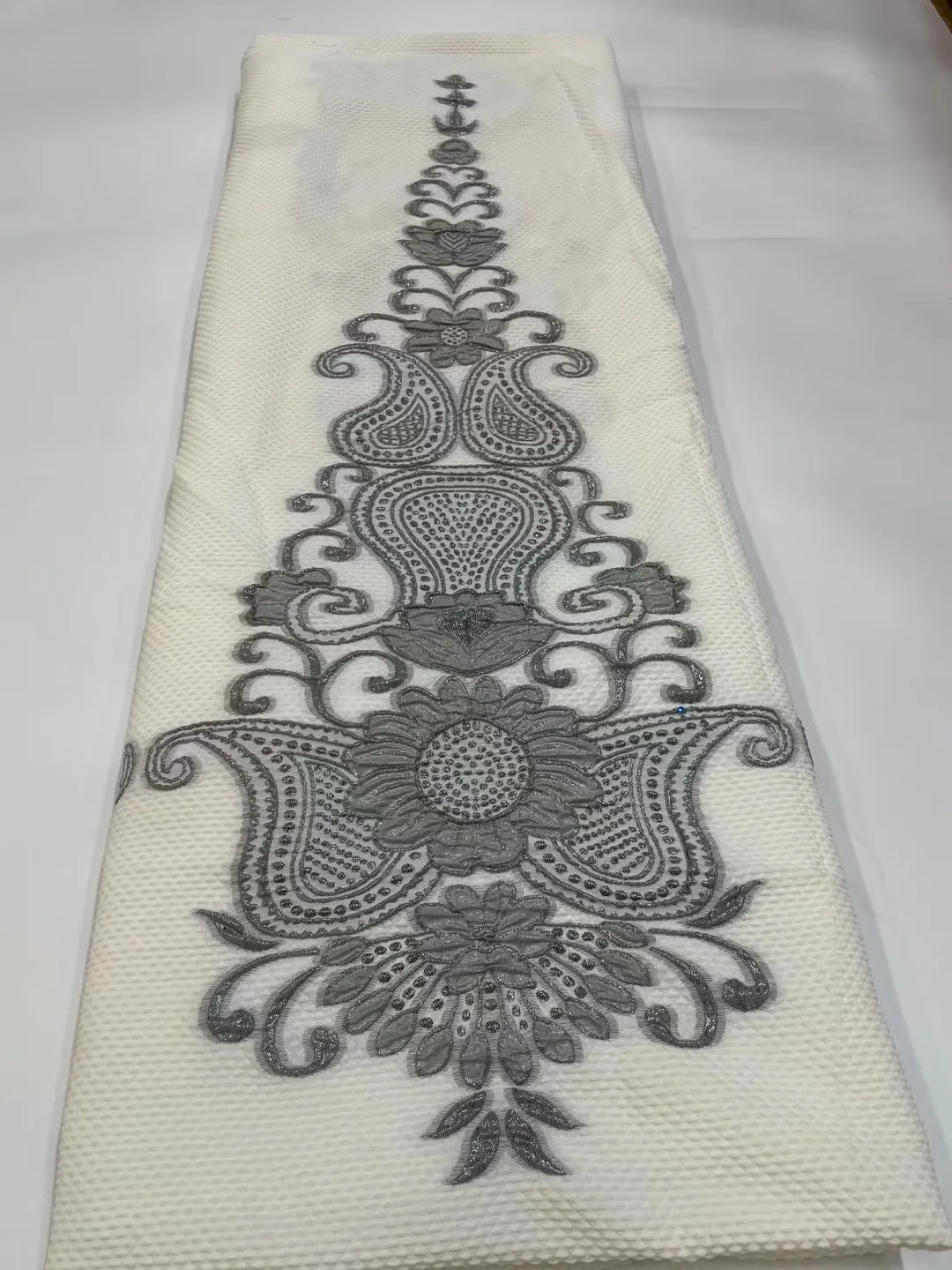 2022 Nieuwste Jacquard Kant Stof Unieke Afrikaanse Bronzing Kant Stof Brocade Bridal Materiaal Voor Nigeriaanse Wedding Party VMJ5342