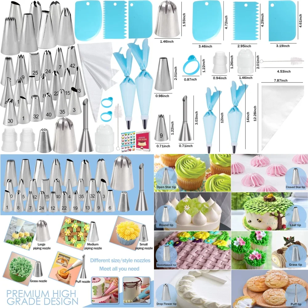 

50 Pcs Piping Bags and Tips Set for Cake Decorating Frosting Supplies Baking Tools Pastry Bag Kit Dessert Decorating Set