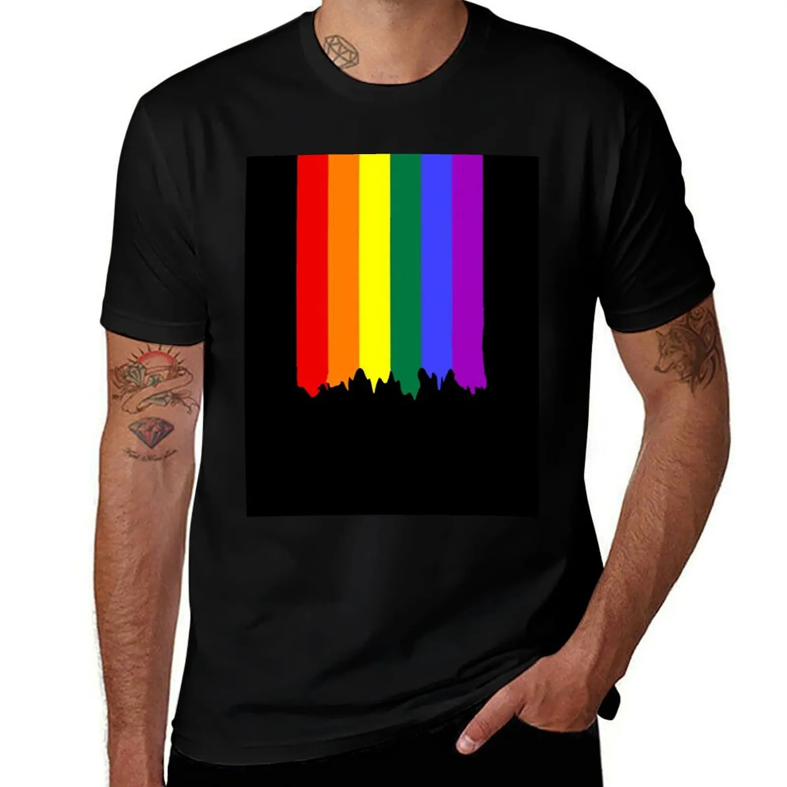 

LGBT Gay Pride Rainbow Drip Paint T-Shirt man t shirt luxury man t shirt heavy cotton