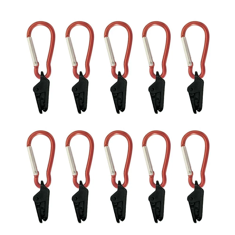 

10pcs Hangers Clips Tarp Clips Tighten Lock Camping Tent Clips Tent Snaps Tents Accessories Grip Clamp with Carabiner