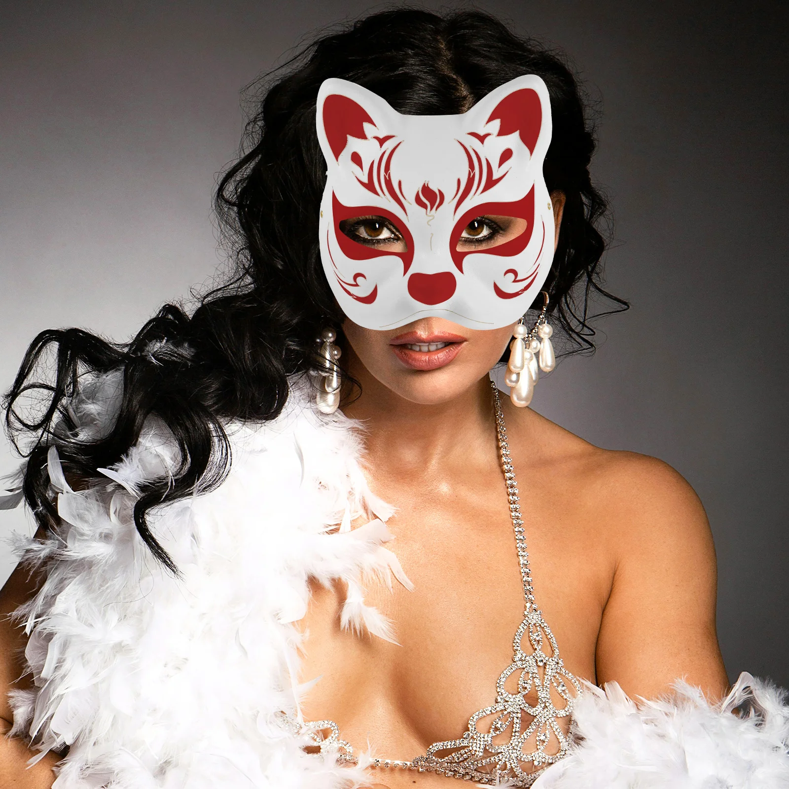 

Cat Face Mask Cosplay Blank Hand Painted Decoration Animal Diy Masks to Paper