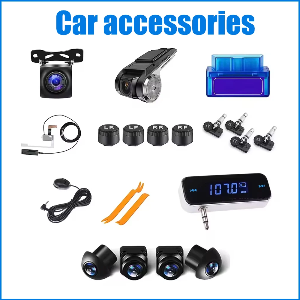 Car Radio Car Accessories For AHD Rear View Camera DVR 360 Camera TPMS OBD USB Tools Micphone