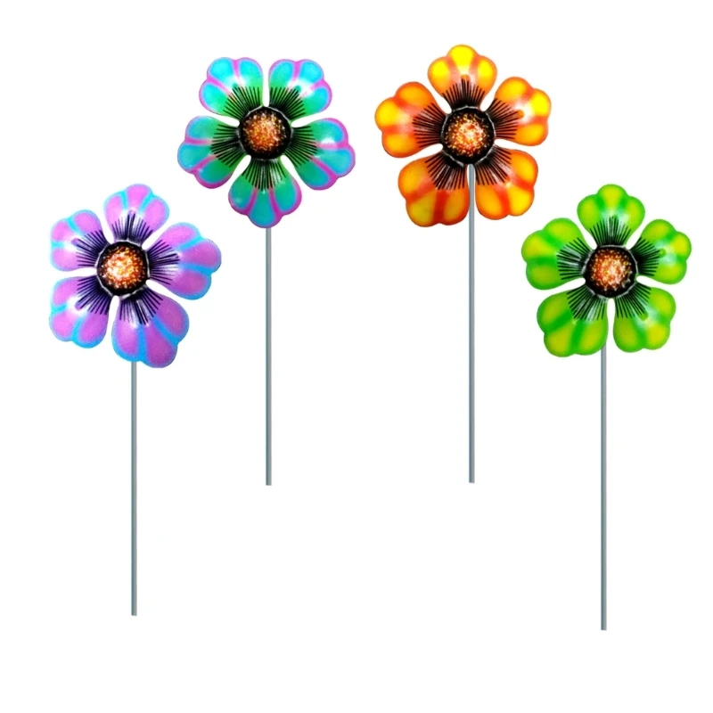 Wrought Iron 4 Color Flower Garden Stake Garden Sign Art Ornament Crafts Supplies for Wedding Birthday Children Day M6CE