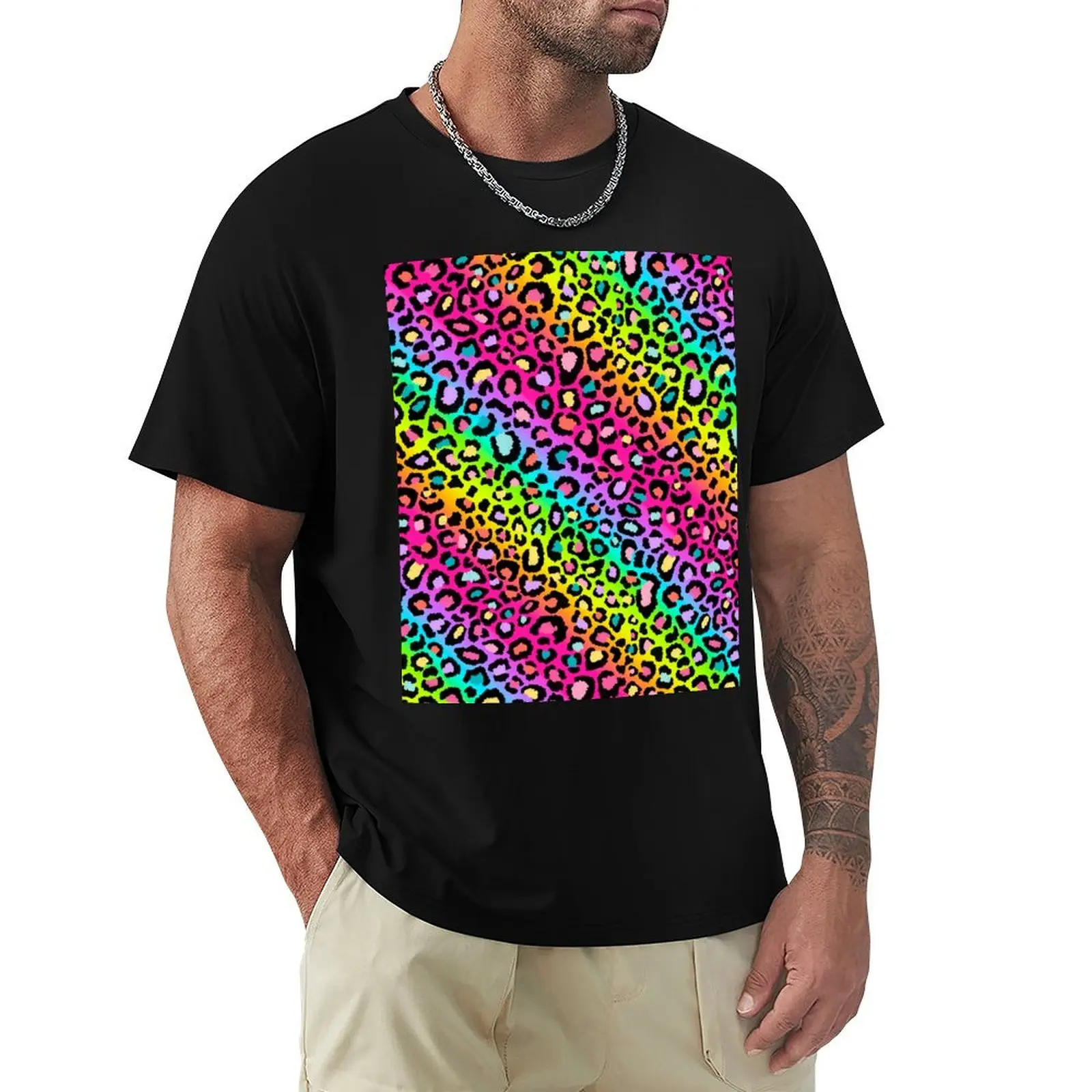 

Colofrul Rainbow Leopard T-Shirt Novelty Print Casual Tee Shirt