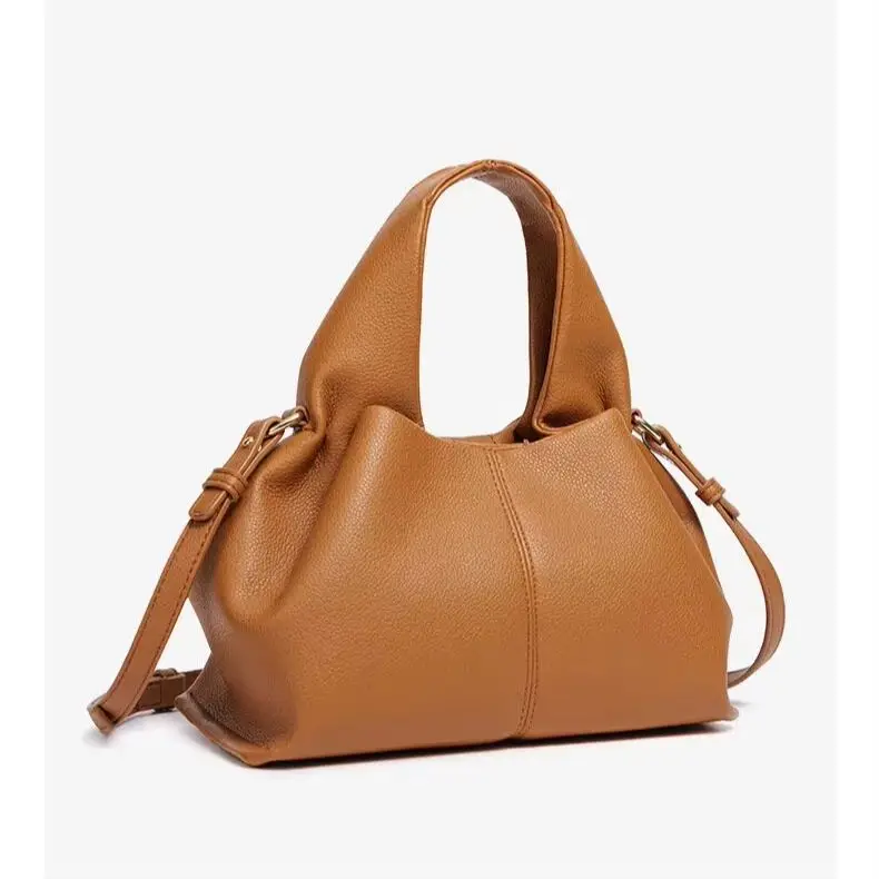 Slouchy Ruched Tote Bag Mini 25cm Pebbled Underarm Shoulder Handbag Dumpling Hobo Purse With Adjustable Removable Strap Women