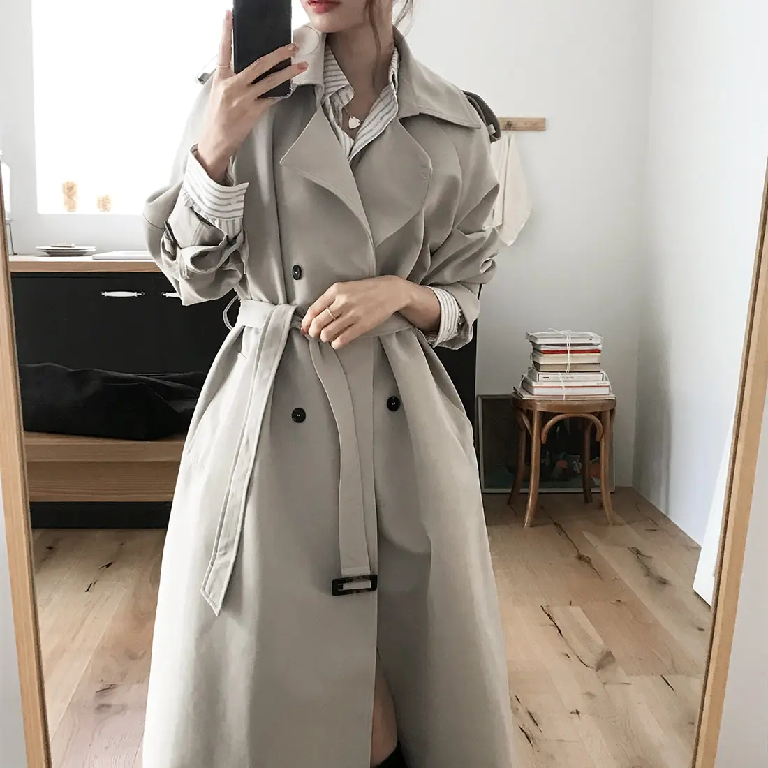 

Шикарное корейское женское длинное пальто выше колена, повседневное пальто Briti, осень-зима, высококачественная верхняя одежда средней длины для отдыха