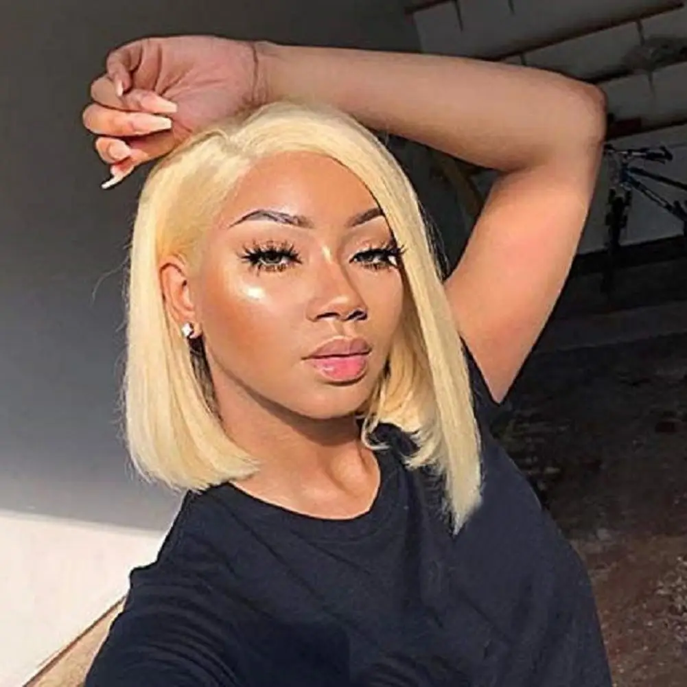 Straight Bob Wig Wear And Go Glueless Human Hair Wigs Bob Wigs Women Lace Closure Wig Human Hair Wigs Centre-Parted Wig Headgear