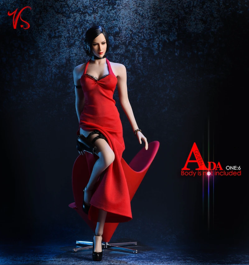 VSTOYS 18XG14 1/6 Scale Ada sexy leg holster Long red skirt slits for DIY 12 inches action figures body