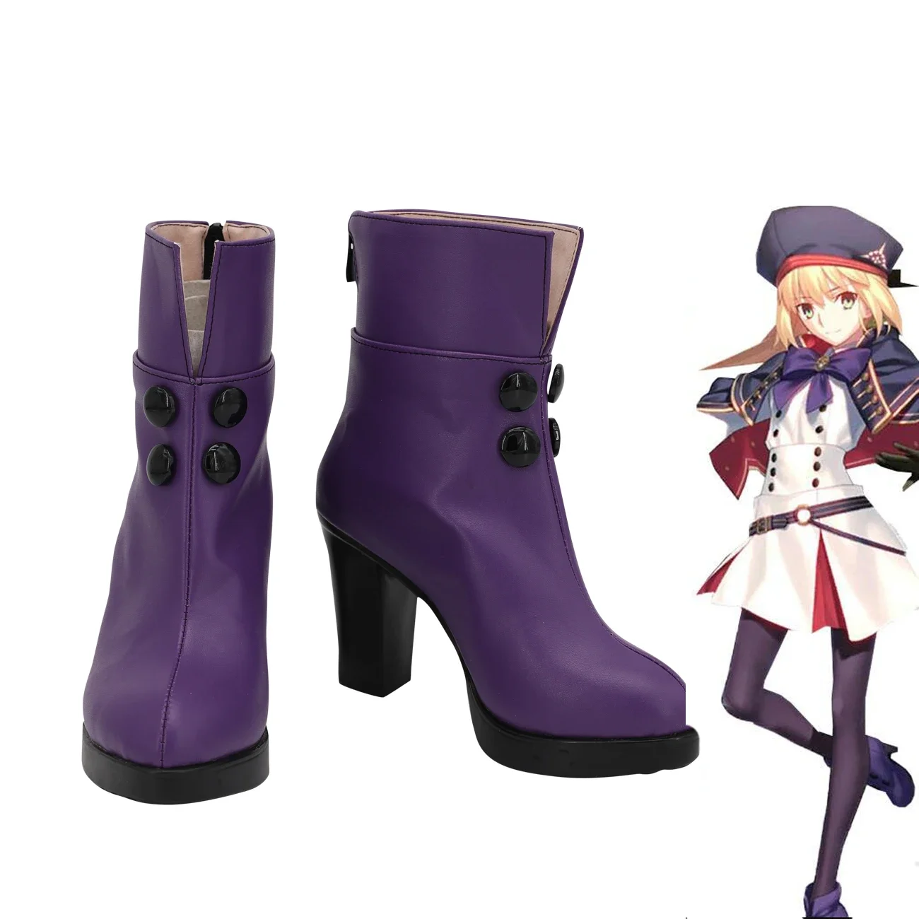 

Fate Grand Order FGO Altria Pendragon Cosplay Boots Purple Shoes High Heel Custom Made