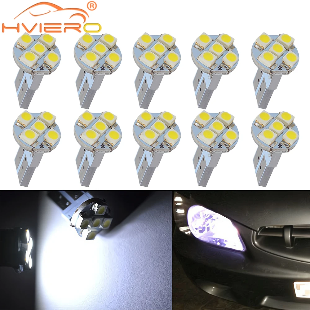 

10X Car Indicator Led Dome Reading Light T10 3528 5SMD DC 12V Canbus Auto Tail Backup Turn Signal Bulb License Plate Lamp White