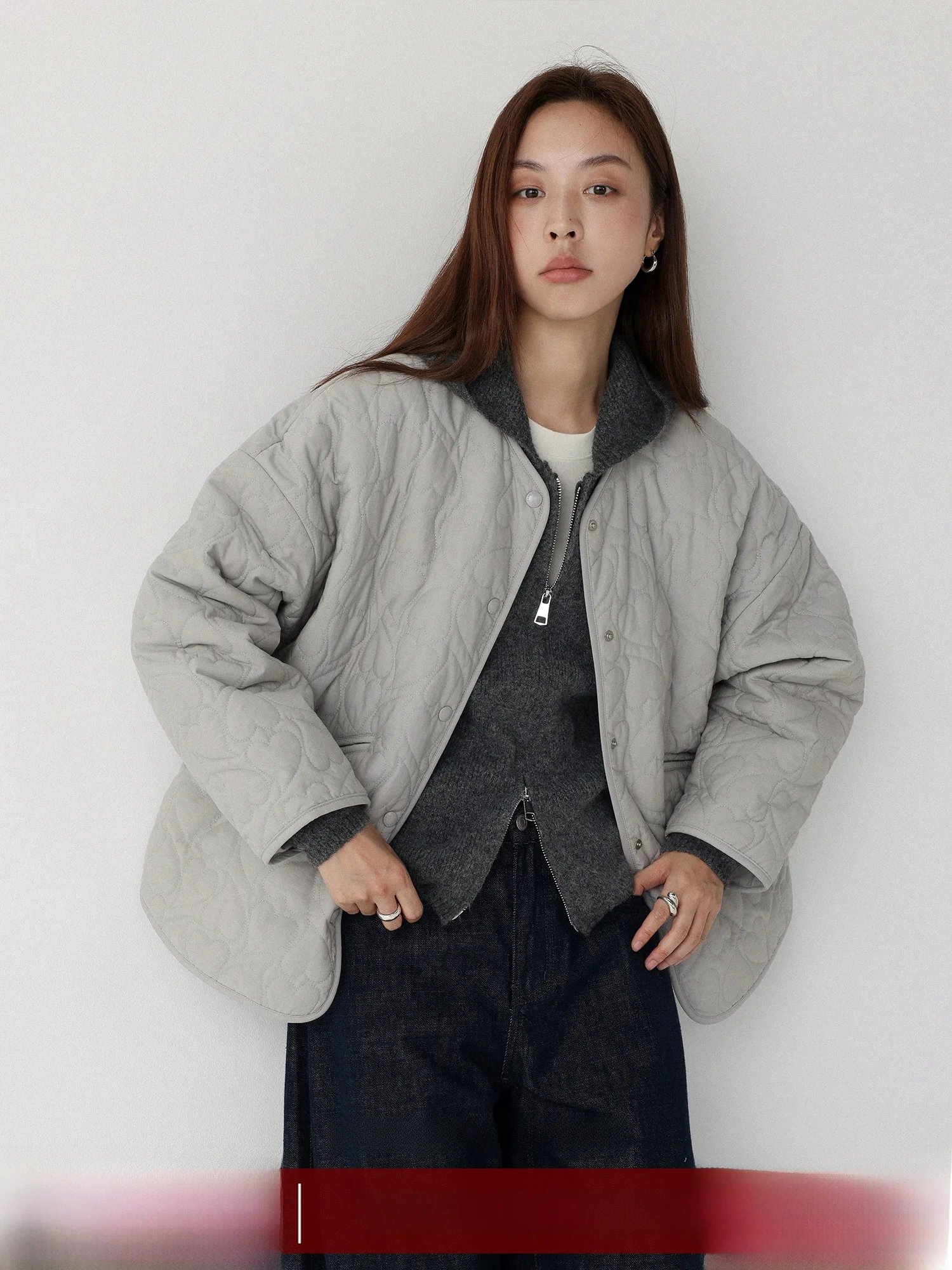 

Стеганая хлопковая куртка Lowcalorie Heart aped, тонкая длинная све, круглая, внутренняя и верхняя одежда, простая свободная посадка для поездок на работу