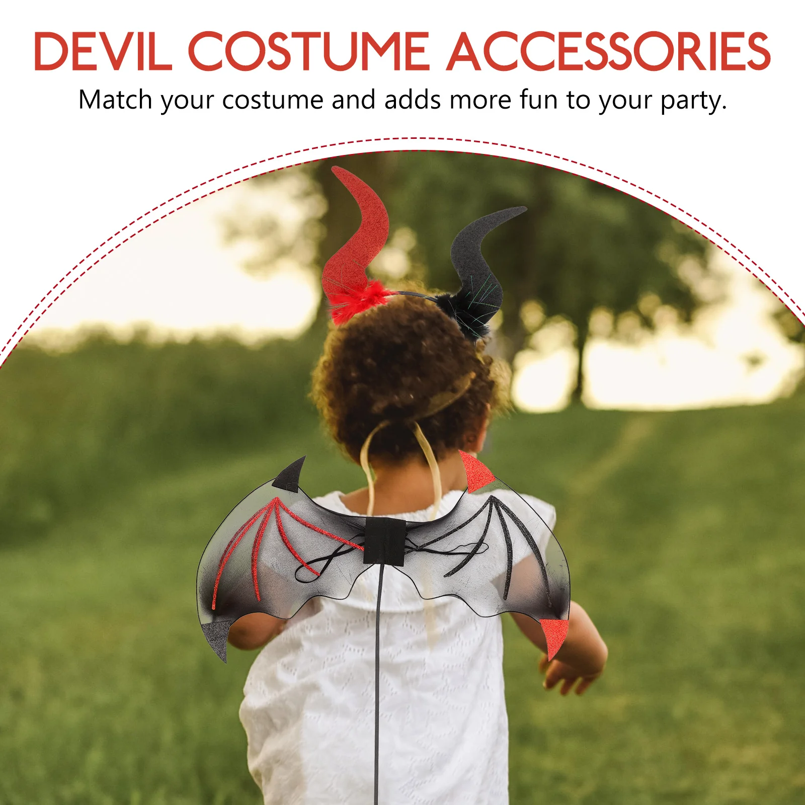 

Demon Wings Set Halloween Headgear Cosplay Props Evil Costume Headband Accessories Devils Party Headwear Horn Outfits