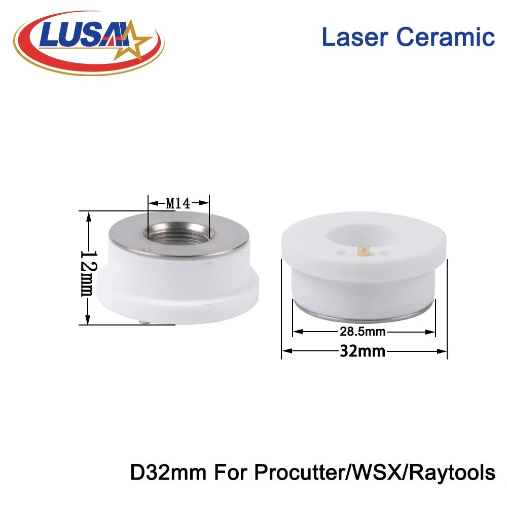 LUSAI Laser Ceramic Body Nozzles Holder Dia.28mm/32mm ProCutter/WSX/Bodor/Raytools Ceramic For Fiber Laser Cutting Head