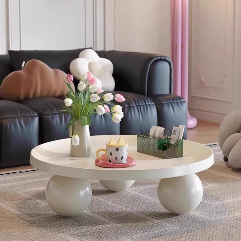 جولة كريم نمط طاولة القهوة لغرفة المعيشة المنزل الإبداعية الشمال التعاقد الحديثة أريكة طاولة مستديرة أثاث غرفة المعيشة #5