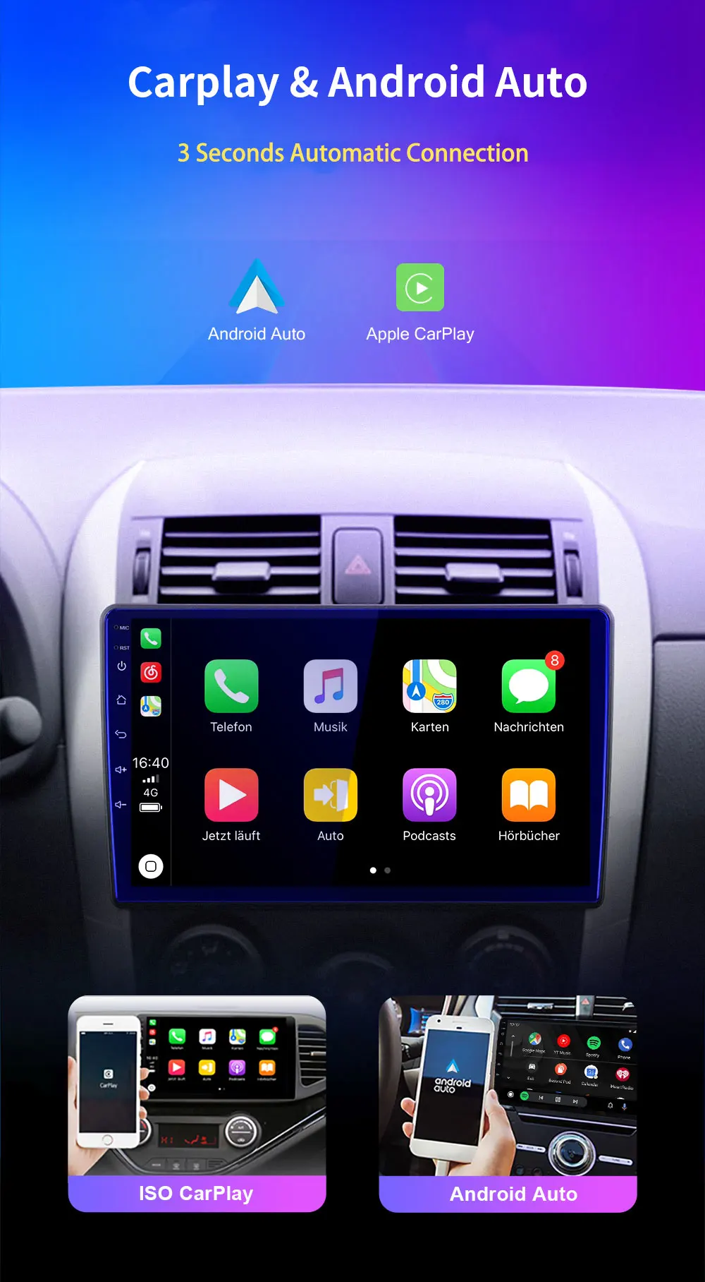 Android 16 Carplay Auto Car Radio For Ford FIGO KA