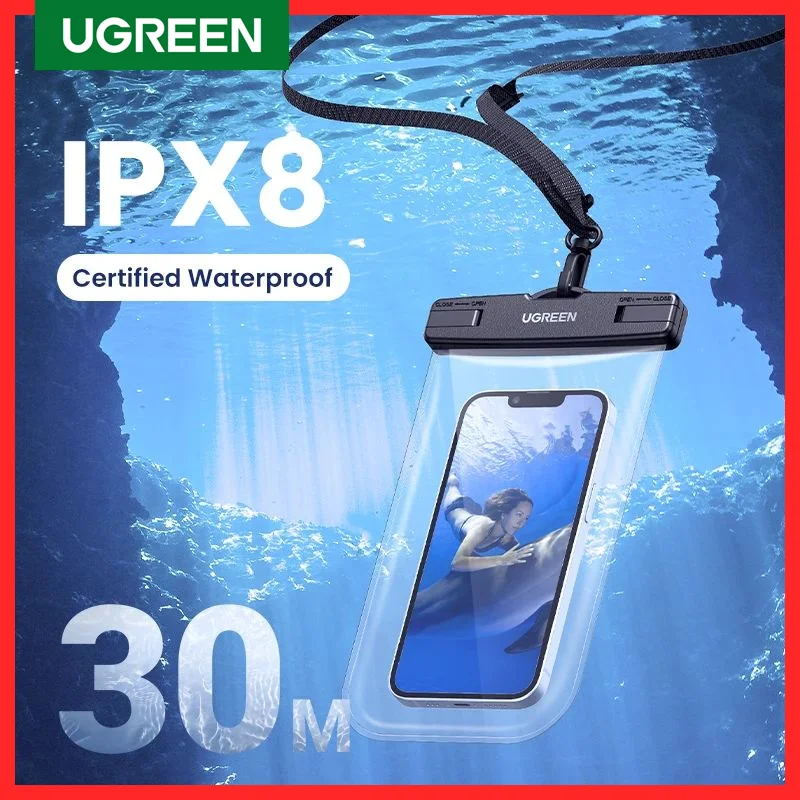 UGREEN 7.2 inch IPX8 Waterproof Phone Case Bag For iPhone 14 13 12 Pro Max Protective Case Universal Swimming Pouch Bag