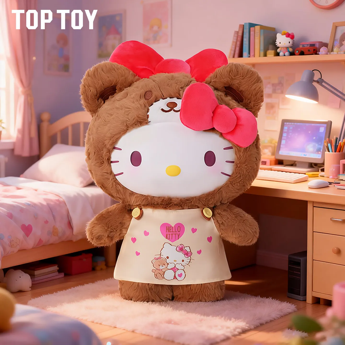 New Top Toy Hello Kitty Caramel Pajama & Peach Pajama Series Plush Doll 38cm Soft Stuffed Toy Valentine's Day Gift Bedroom Decor