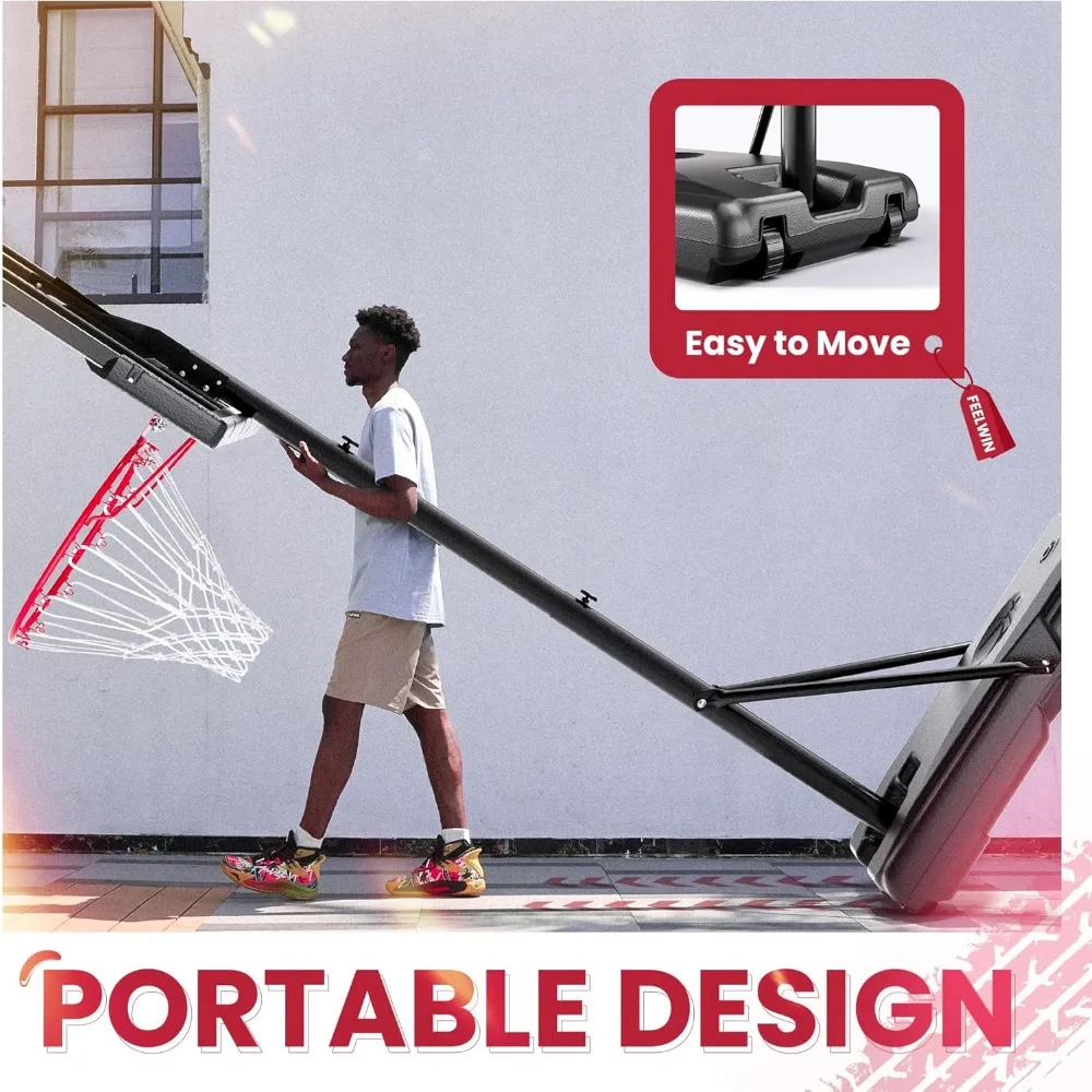 Tragbares, höhenverstellbares Basketballkorbsystem – robuster Stahlrahmen für den Außen- und Innenbereich, 45 Zoll hoch