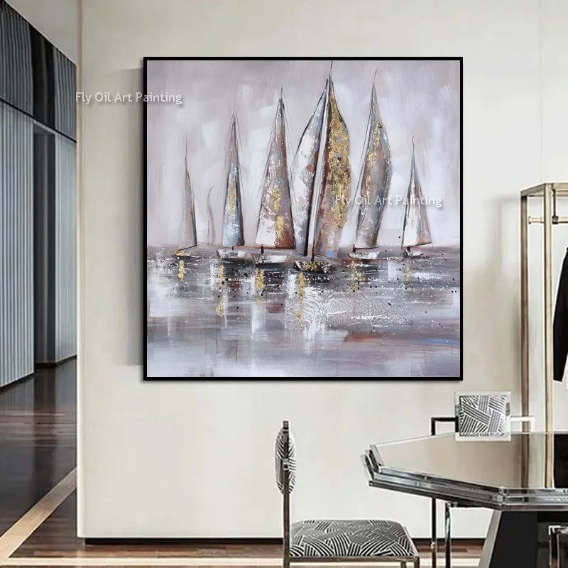 Handmade Warm Tone Reflection Abstract Wall Art Neutral Heavy Textured Oil Painting Wabi Sabi Living Room Sofa Background Decor