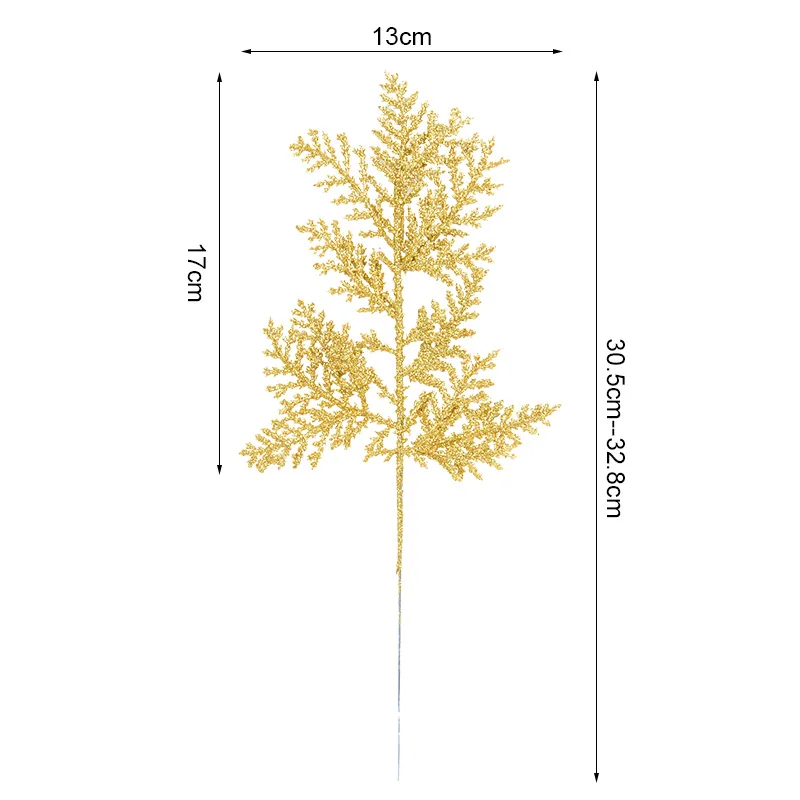 きらびやかなピンクゴールドの葉のクリスマスツリーの装飾品、人工植物、松の枝、家の装飾、新年の装飾、5個