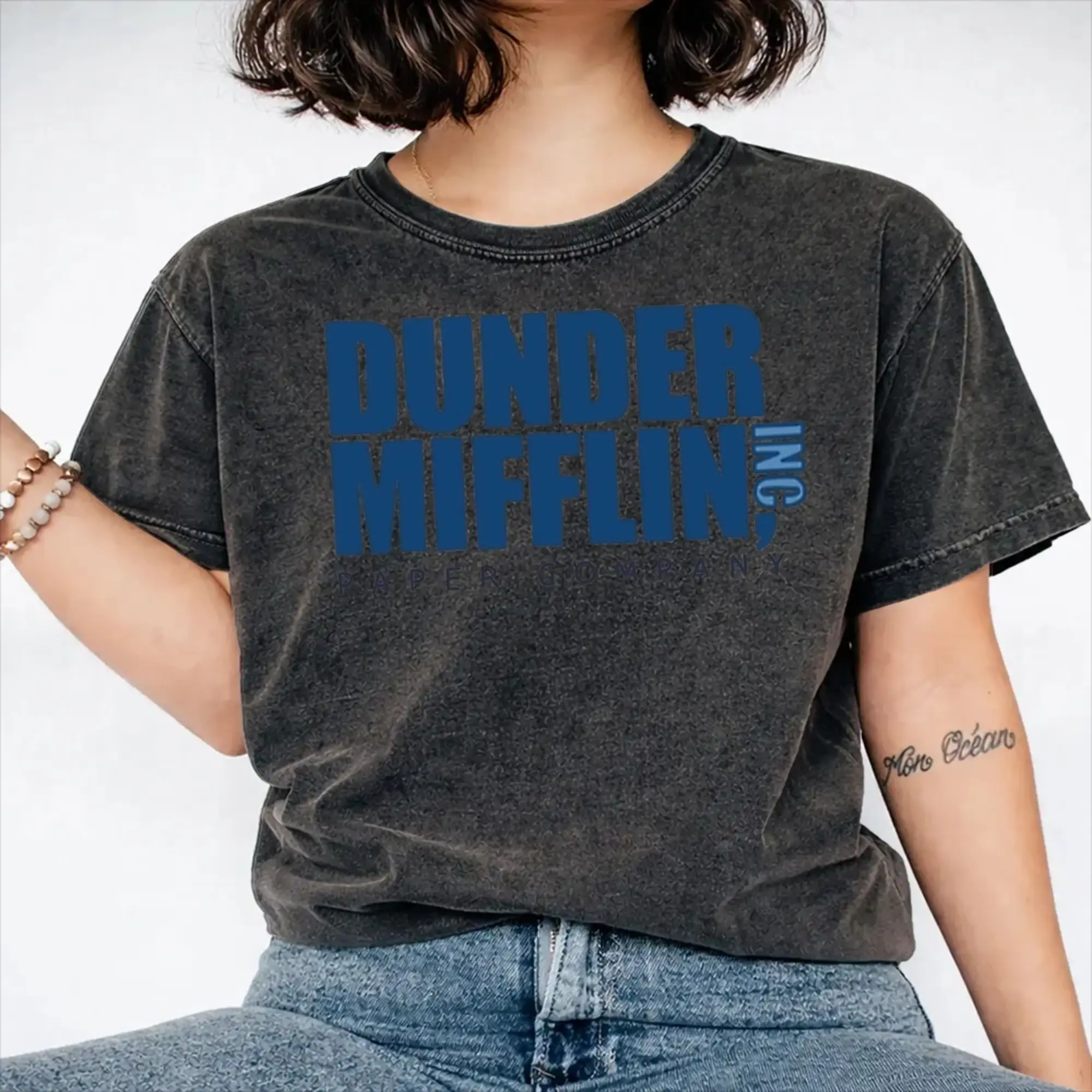 Harajuku Washed Shirt Dunder Mifflin Accessories Novelty T-Shirts High Street  Streetwear Short Sleeve Graphic Tee Shirt