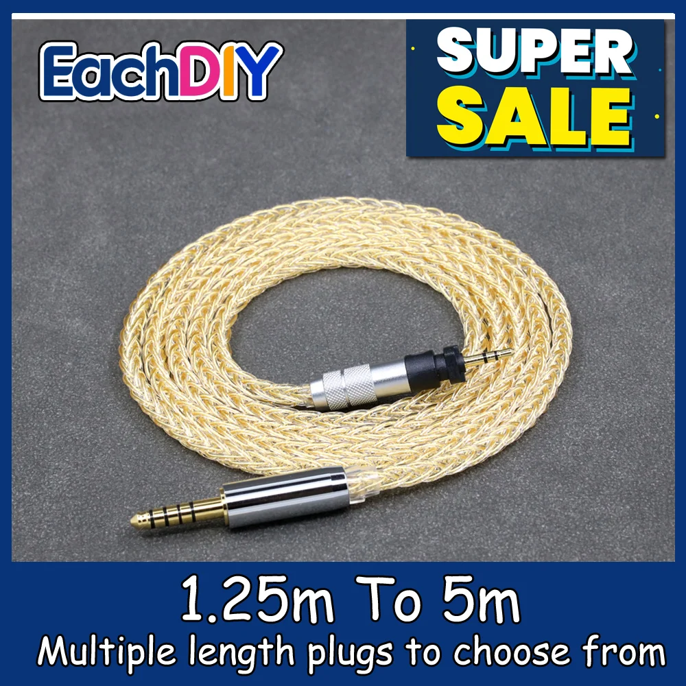 

8 Core 99% 7n Pure Silver 24k Gold Plated Earphone Cable For Shure SRH840 SRH940 SRH440 SRH750DJ Philips SHP9000 SHP8900 LN00879