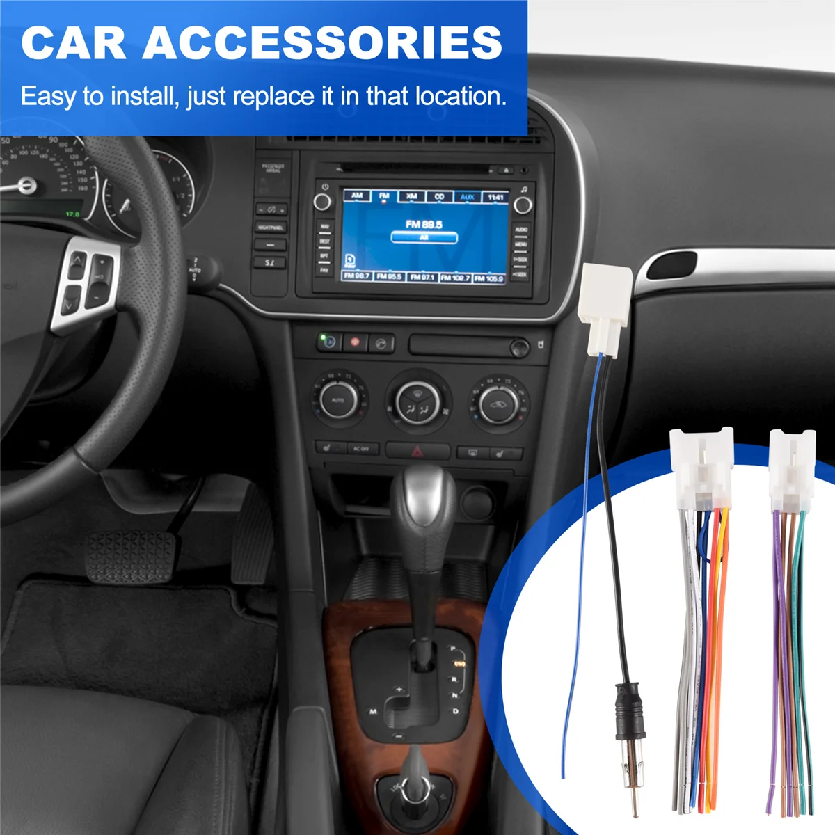 Car Stereo CD DVD Wiring Harness for TOYOTA with Antenna Adapter Cable