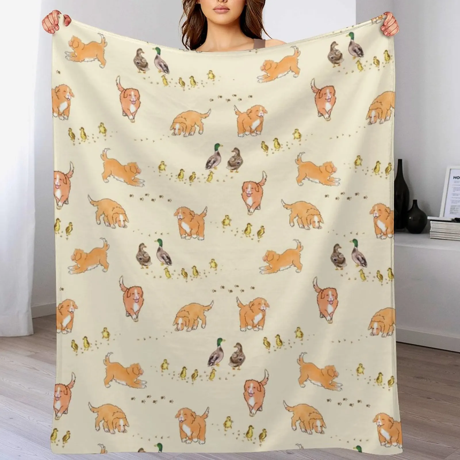 Toller cachorros y patitos-Manta color crema cosplay anime Camas suaves Mantas para sofás Mantas para mudanzas