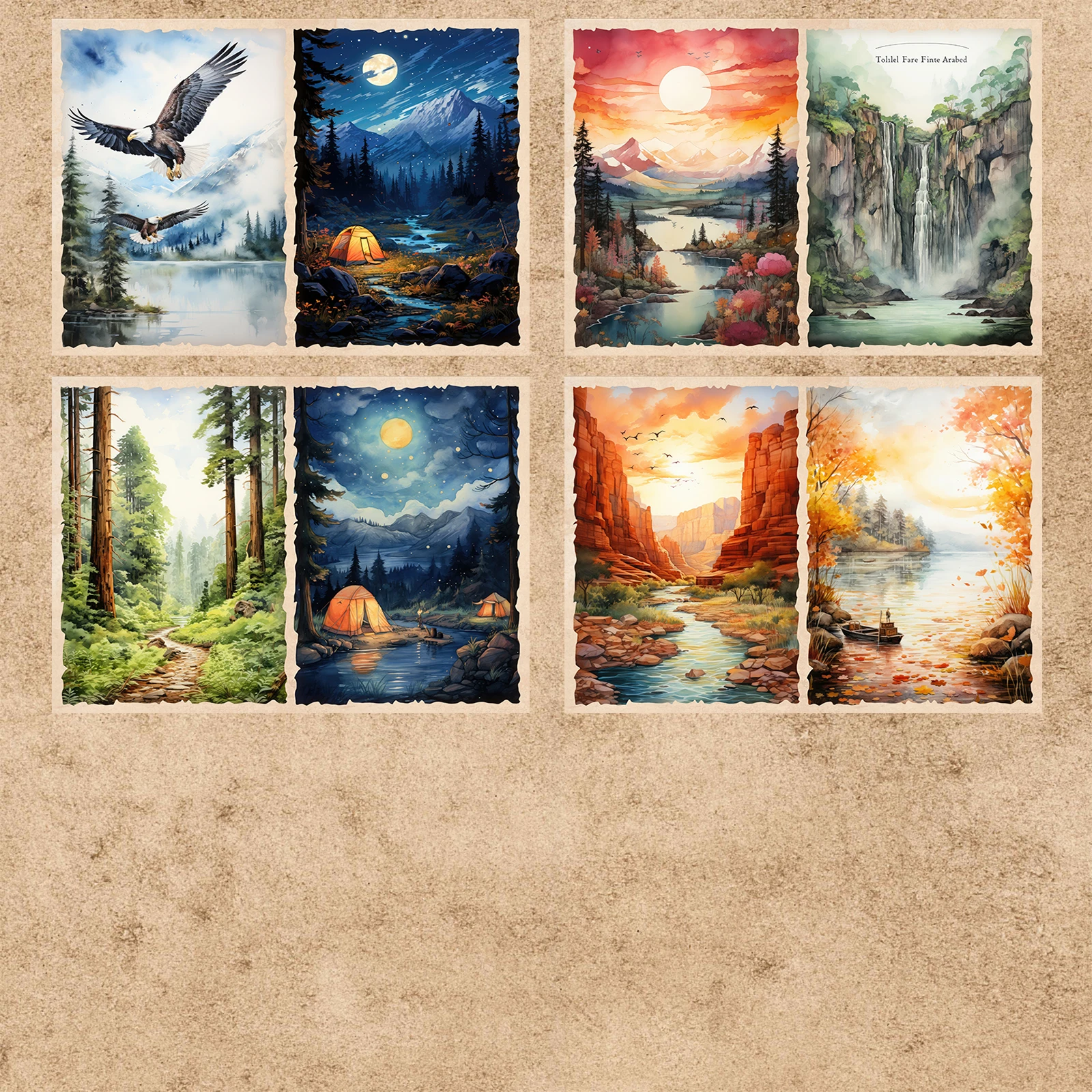 16 Sheets A5 Size Mountains, Rivers And Snow Scenery Background Vintage Grunge Journal Planning Scrapbooking