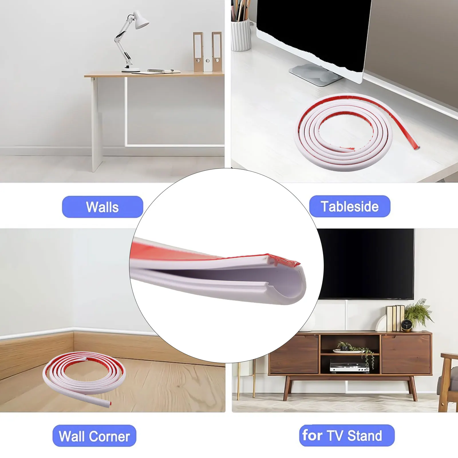 Cable Organization Cable Management Easy Installation Cable Trunking Self-adhesive Trunking 15x10mm Dimensions 3 Meter Length