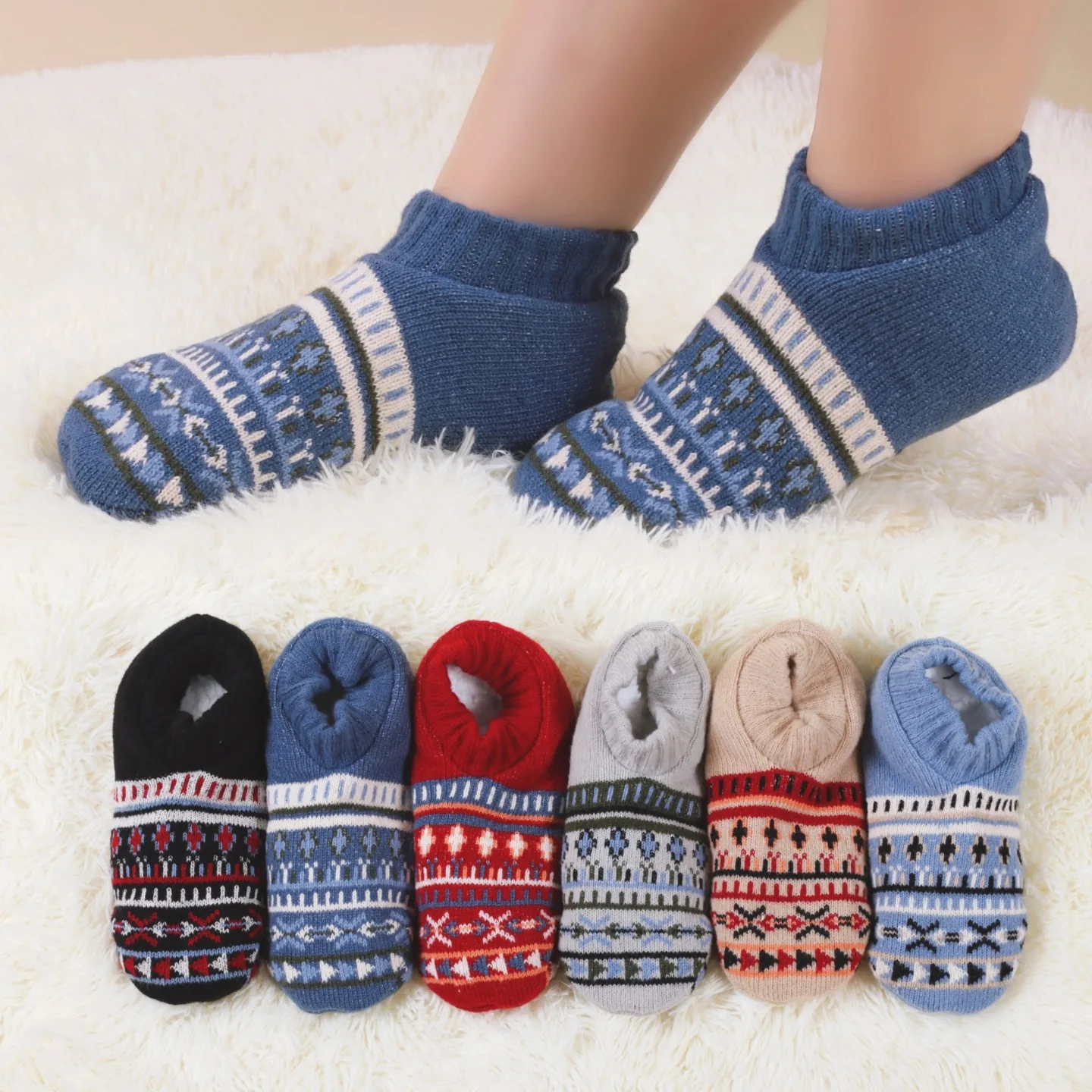 

Thickened Floor Socks Women Home Slippers Sock Non Slip Knitted Carpet Socks Woman Winter Warm Plush Thermal Sleeping Socks