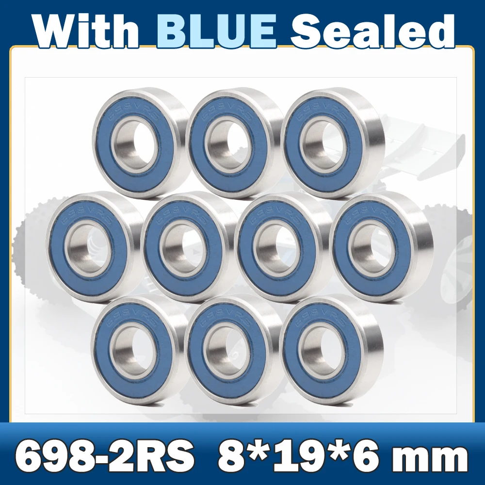 698 2RS Bearings Blue Sealed 8*19*6 mm ( 10 PCS ) 698RS Shaft Ball Bearing Parts For Hobby RC Car Truck