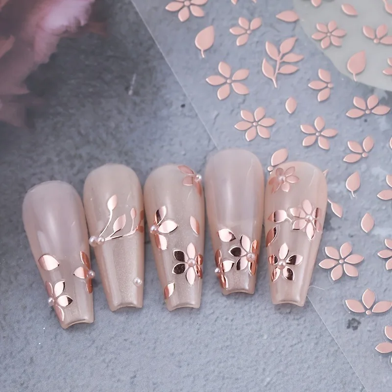 5/6PCS 봄과 여름 꽃무늬 네일 스티커, DIY 네일 장식, 선물, 파티 및 웨딩 메이크업 스타일링에 쉽게 적용할 수 있습니다.