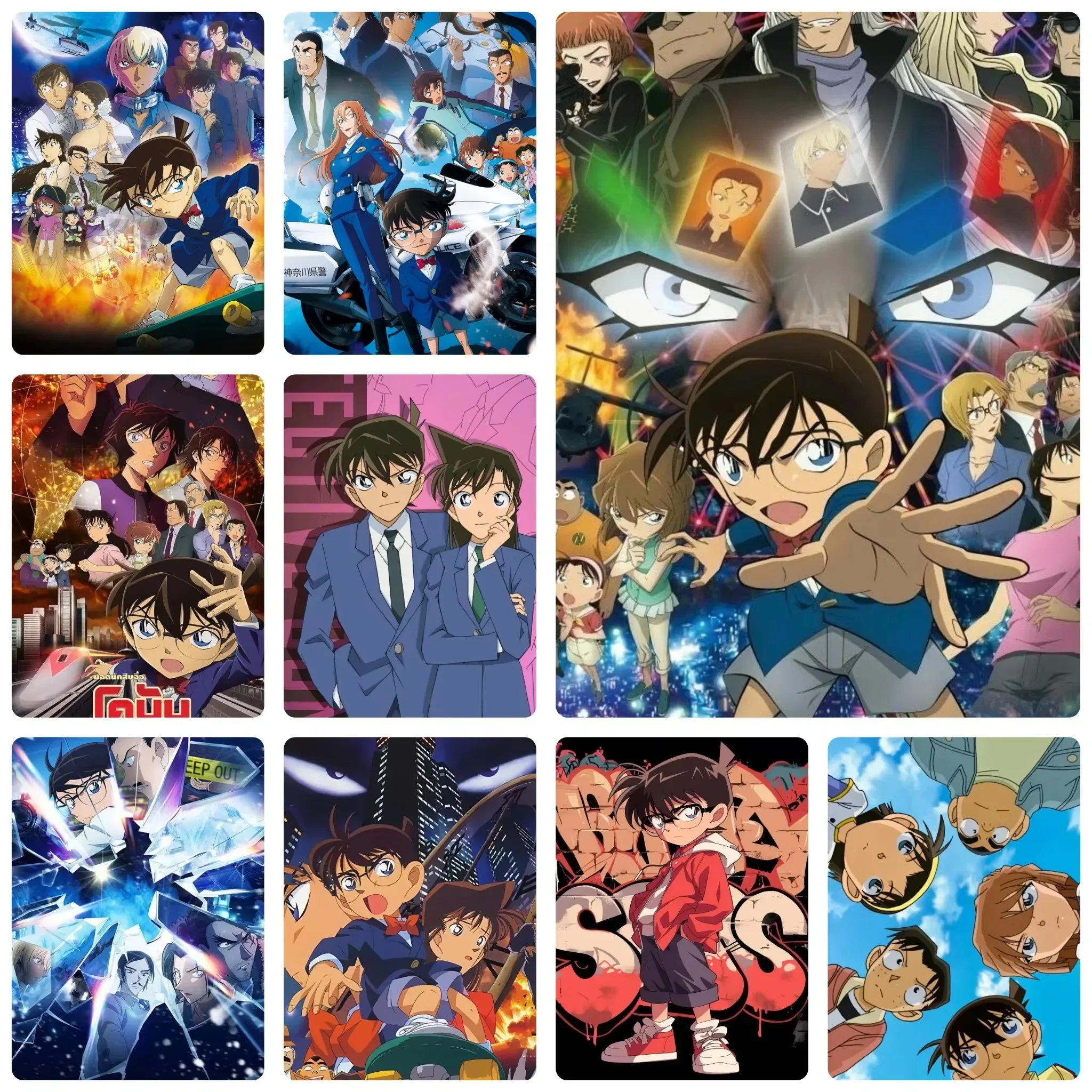 Detective Conan Diamond Painting Kit, Classic Manga Group Collage, Full Round Drill Rhinestone Mosaic DIY, Home Wall Decor Gif