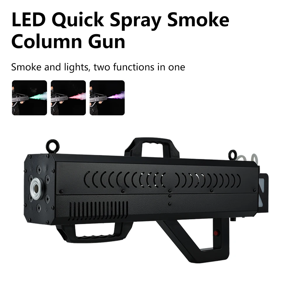 1700W Portable RGB LED Jet FX Smoke Gun Powerful Output Air Column DJ Light Cannon Fog Spray Machine for Stage Wedding
