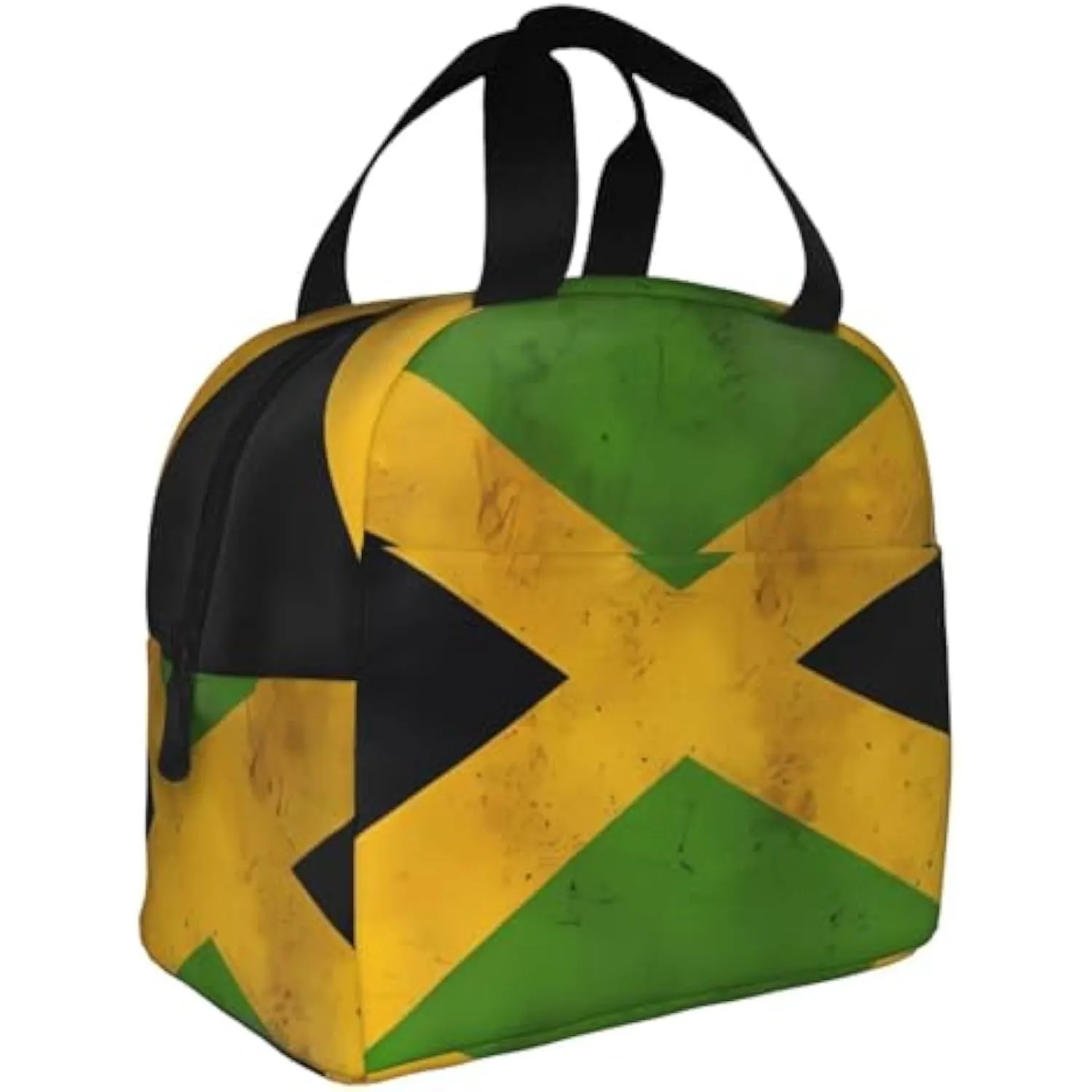 Old Jamaican Flag Printed Insulated Lunch Bag, Portable Reusable Lunch Box for Adults