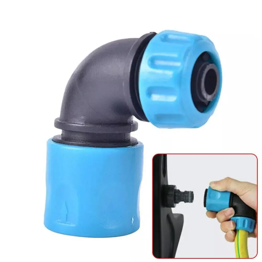 90 Degree Elbow Garden Hose Quick Connector, Universal Leak-Proof Water Hose Adapter Fitting, Easy Install Plastic Pipe Joint