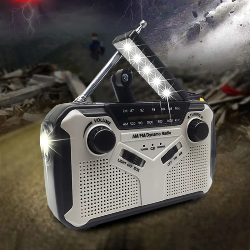 

New-Solar Radio, AM/FM Portable Crank Radio Dynamo Emergency Radio With 2500 Mah Rechargeable Battery, SOS Alarm For Camp