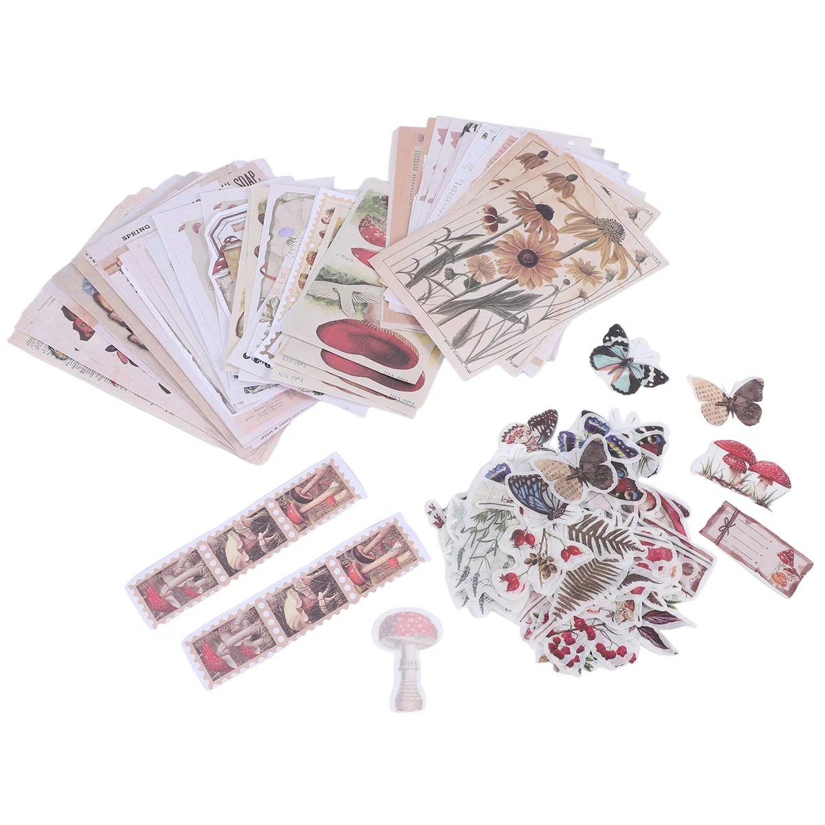 200 Pieces Vintage Scrapbook Supplies Pack for Junk Journal Planners DIY Paper Stickers Vintage Ephemera Pack Decoupage