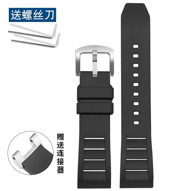 Cinturino in caucciù FKM con estremità concava in metallo modificato per Casio GSHOCK GST-B100 GST-S130/W300/400G/W110/cinturino in gomma fluorurata da uomo