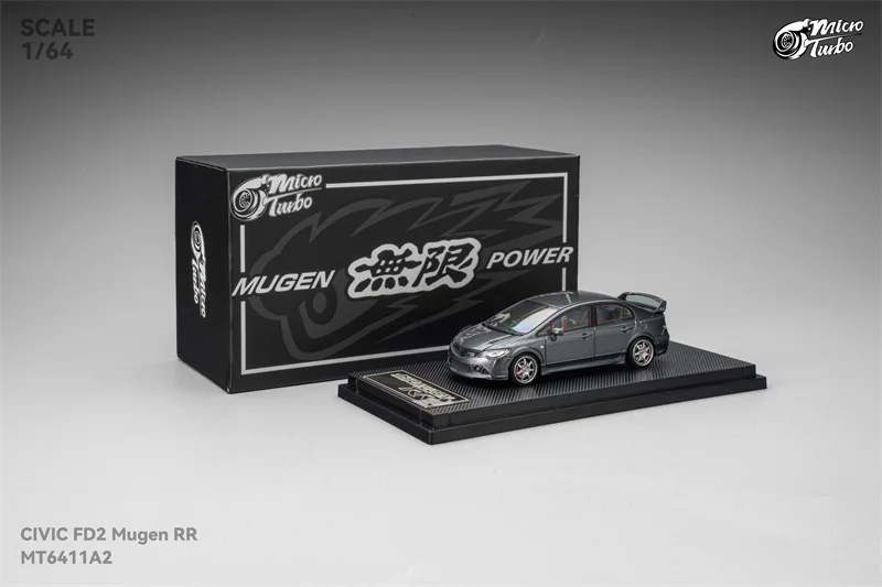 

Предпродажа Micro Turbo 1:64 FD2 Civic Mugen RR, серая металлическая литая модель автомобиля, миниатюрные подарки