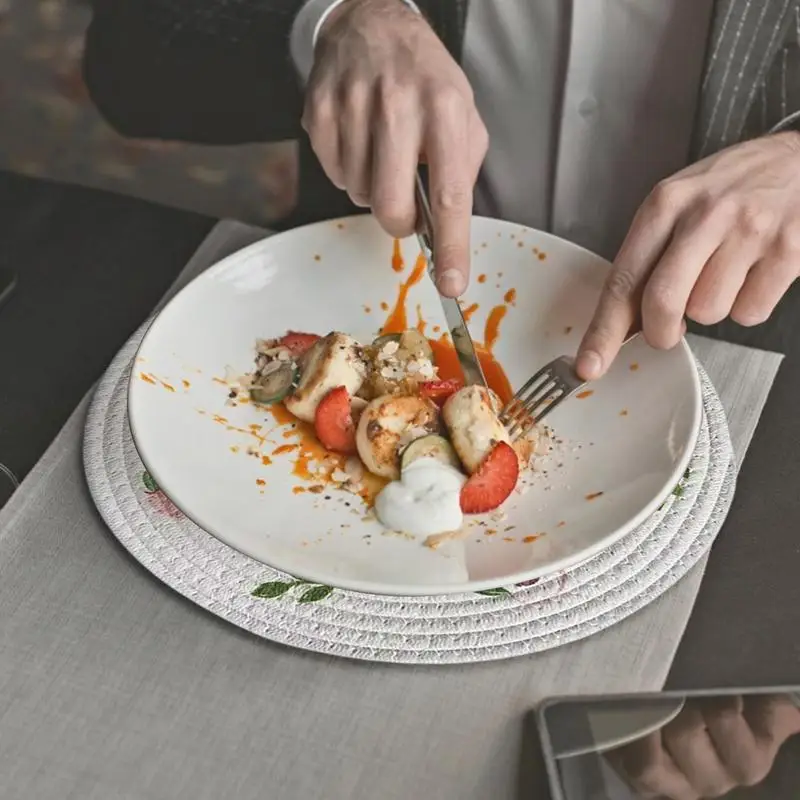 Woven Trivets For Hot Dishes Spring Flowers Rustic Non Slip Heat Resistant Table Mats Farmhouse Weave Place Mats For Dinner Part