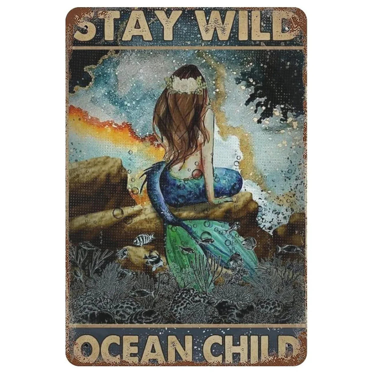 Metalowe plakietki emaliowane Pinup Mermaid Dekoracja ścienna Tablica Vintage Art Plakat Żelazny Obraz dla mężczyzny Jaskinia Dom Kawiarnia Ogród Klub Bar — zdjęcie 6