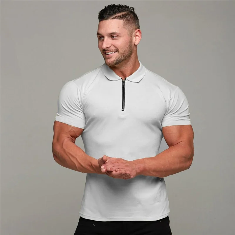 New Arrival Cotton Men Polo Shirt Tops Fashion Brand Short Sleeve Gym Bodybuilding Fitness Polo Shirt Homme Camisa