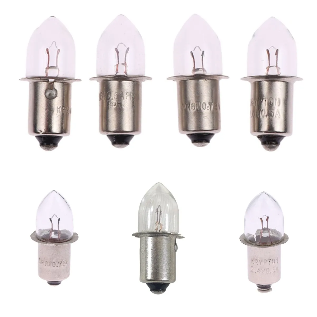 

P13.5S Base Bulbs Old Style Flashlight 2.4V 3.6V 4.8V 6V 7.2V 0.4A 0.5A 0.75A Replacement Bulbs Torches Work Lamp Bulbs