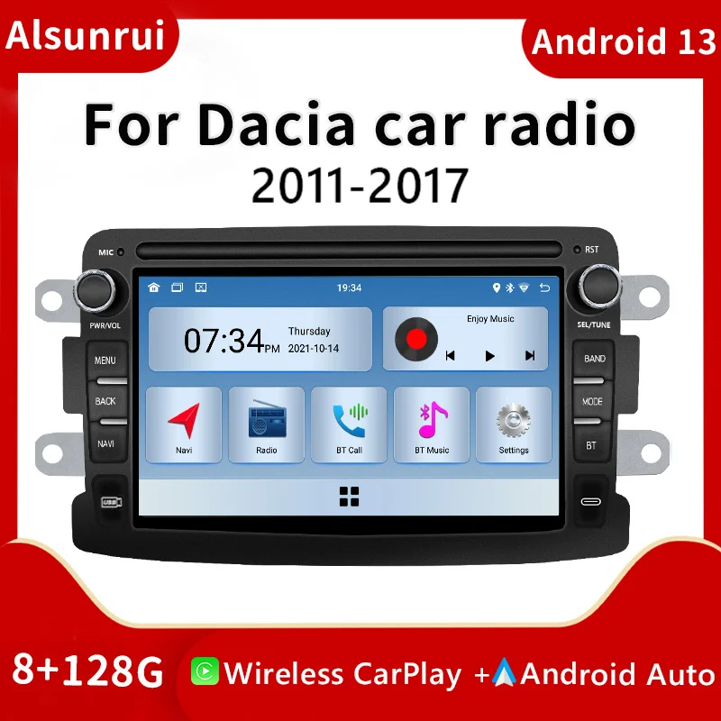 

7" Wireless Android Radio For Renault Dacia Duster Logan Sandero Lodgy Lada Xray Captur Dokker CarPlay GPS Navigation Multimedia