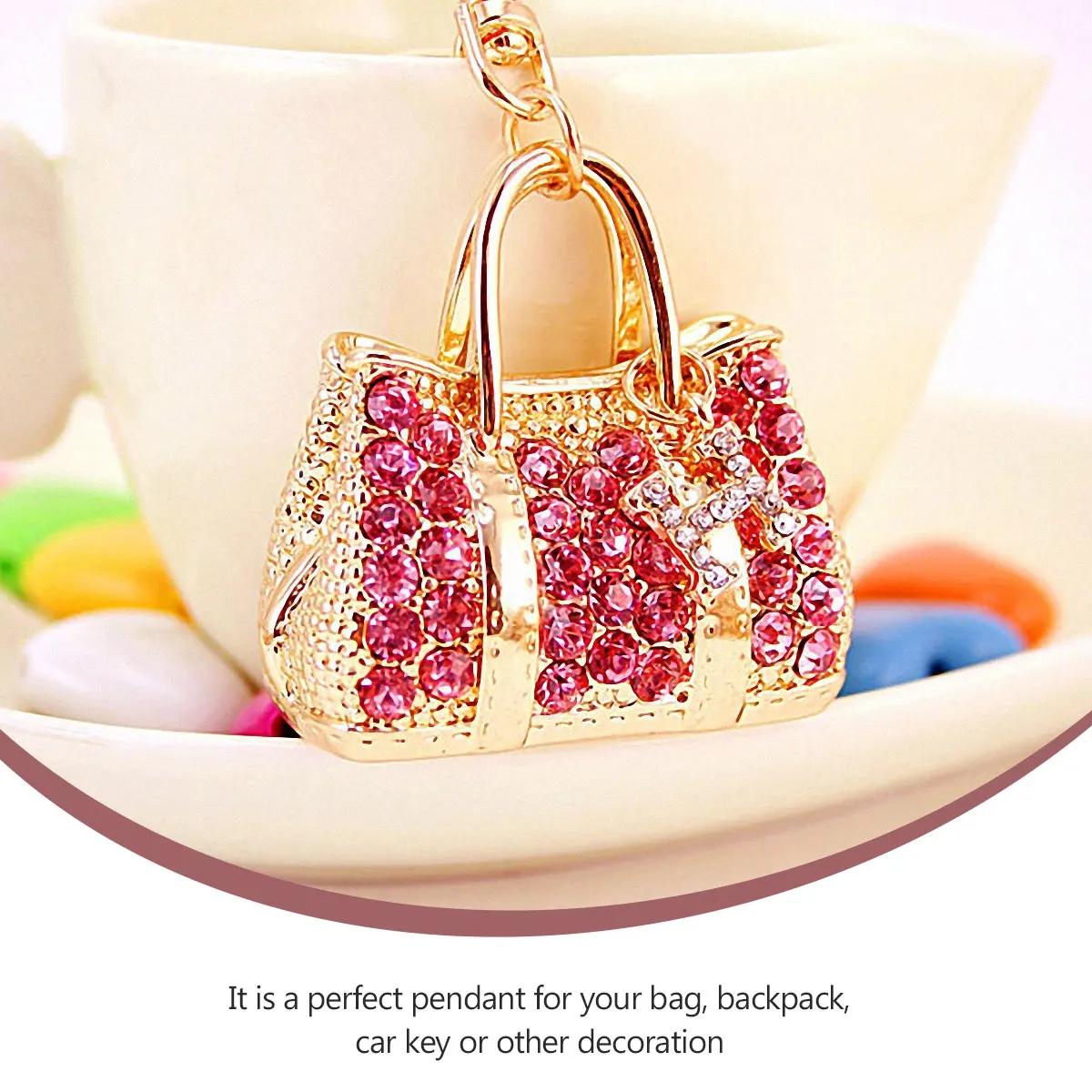 

Diamond Keychain Holder Metal Creative Accessories Backpack Decoration Accessory Drilling Rhinestone Pendant